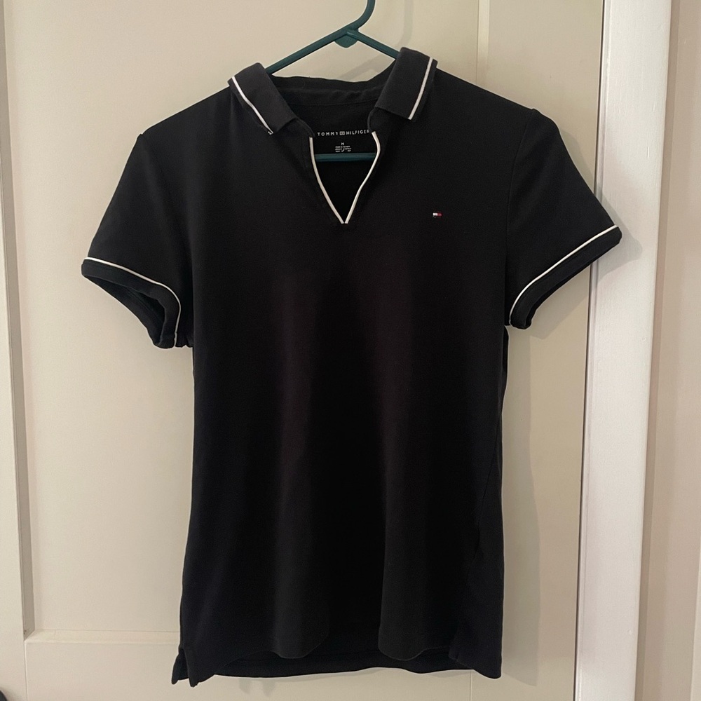 Tommy Hilfiger Black Polo Tee with White Trim